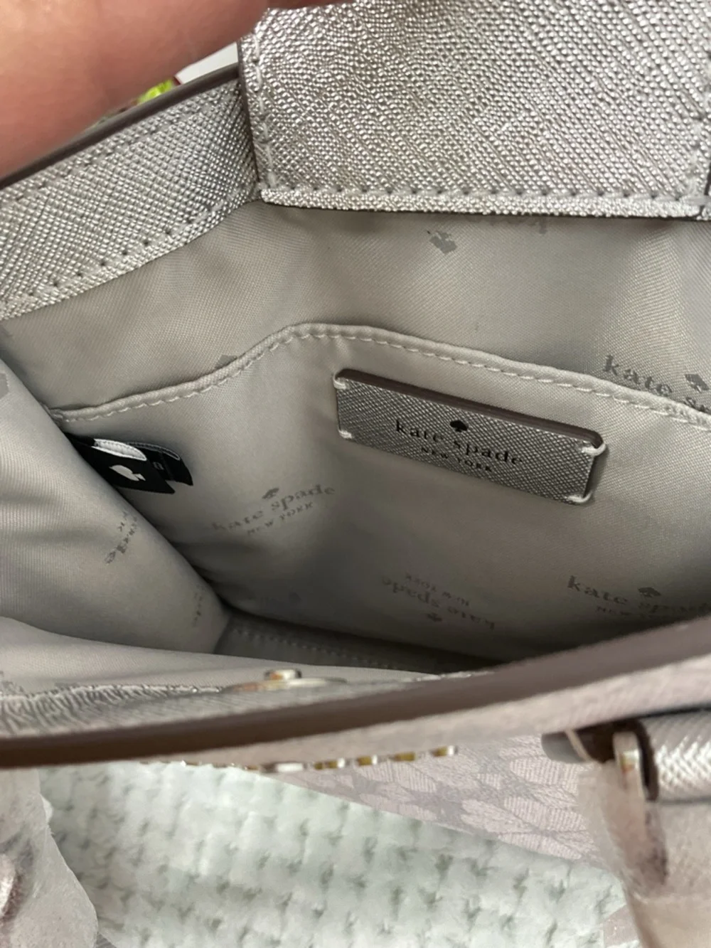 Kate Spade Platinum Grey Flower Star Toss Small Tote Bag NWT